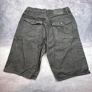 Dark Grey Rocawear Denim Shorts Embroidered Back Pockets Classic Y2K Hip Hop